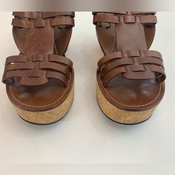 Tory Burch Leslie Brown Cork Platform Wedge Sandals 9 - Picture 7 of 10